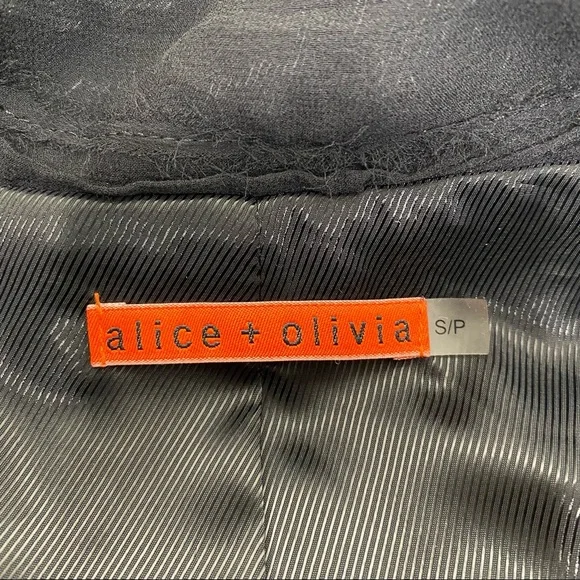 Alice + Olivia Asymmetrical Boucle Wool Silk Jacket Blazer Black Size Small - Picture 6 of 8